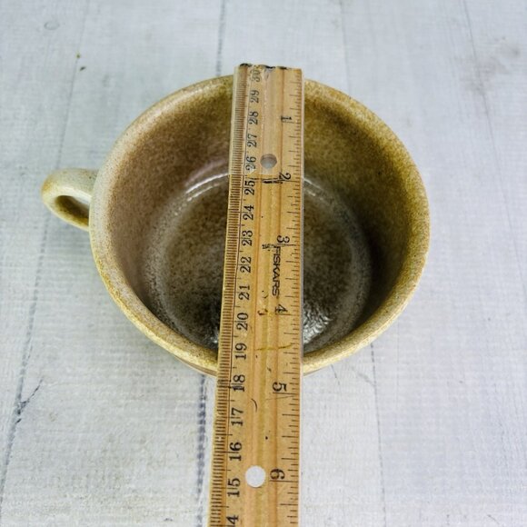 Pottery Craft USA #458 Beige Speckled Brown Stripe Ceramic Large Soup Mugs Set 3 - Picture 10 of 15